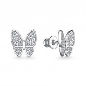 Серебряные серьги АЛЬКОР 02-4023/00КЦ-00 с фианитом 02-4023/00КЦ-00 фото