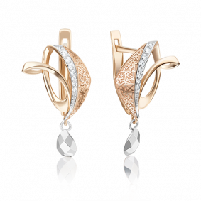 Серьги из комбинированного золота Platina 02-4027-00-401-1111-65 с фианитом 02-4027-00-401-1111-65 фото