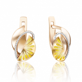 Серьги из комбинированного золота Platina 02-4053-00-000-1113-65 с эмалью 02-4053-00-000-1113-65 фото