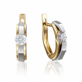 Серьги из комбинированного золота Platina 02-4064-00-101-1121-30 с бриллиантом 02-4064-00-101-1121-30 фото
