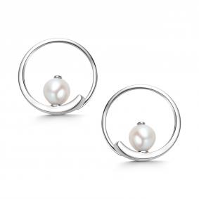 Серебряные серьги АЛЬКОР 02-4113/00ЖБ-00 с жемчугом 02-4113/00ЖБ-00 фото