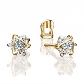 Серьги из лимонного золота Platina 02-4116-00-401-1130 с фианитом 02-4116-00-401-1130 фото