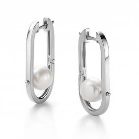 Серебряные серьги АЛЬКОР 02-4117/00ЖБ-00 с жемчугом 02-4117/00ЖБ-00 фото