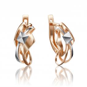 Серьги из комбинированного золота Platina 02-4118-00-000-1111-04 02-4118-00-000-1111-04 фото