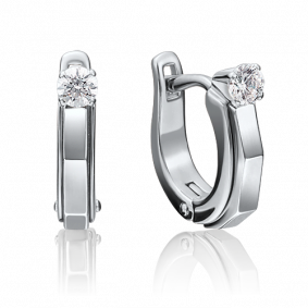 Серьги из белого золота Platina 02-4124-00-101-1120-30 с бриллиантом 02-4124-00-101-1120-30 фото