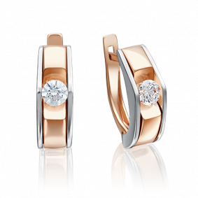 Серьги из комбинированного золота Platina 02-4138-00-101-1111-30 с бриллиантом 02-4138-00-101-1111-30 фото