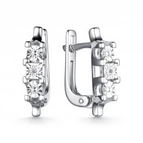 Серебряные серьги АЛЬКОР 02-4139/000Б-00 с бриллиантом 02-4139/000Б-00 фото
