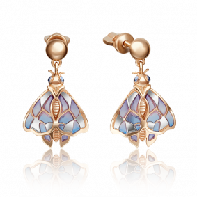 Золотые серьги Platina с витражной эмалью 02-4143-00-000-1110-65 02-4143-00-000-1110-65 фото