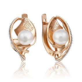 Золотые серьги Platina 02-4164-00-301-1110-31 с жемчугом 02-4164-00-301-1110-31 фото
