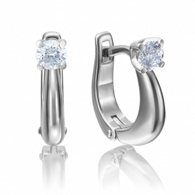 Серьги из белого золота Platina 02-4174-00-101-1120-30 с бриллиантом 02-4174-00-101-1120-30 фото