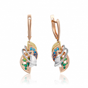 Серьги из комбинированного золота Platina 02-4185-00-000-1140-66 с эмалью 02-4185-00-000-1140-66 фото