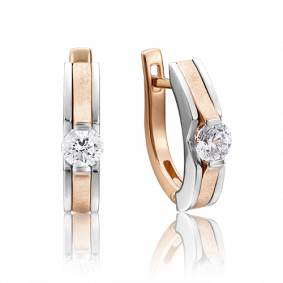 Серьги из комбинированного золота Platina 02-4188-00-101-1111-30 с бриллиантом 02-4188-00-101-1111-30 фото