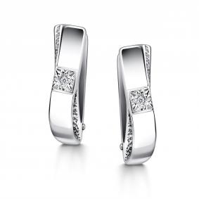 Серебряные серьги АЛЬКОР 02-4195/000Б-00 с бриллиантом 02-4195/000Б-00 фото