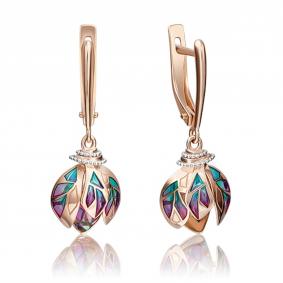 Золотые серьги Platina с витражной эмалью 02-4196-00-000-1110-48 02-4196-00-000-1110-48 фото