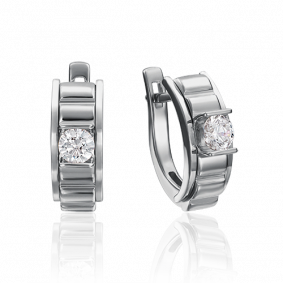 Серьги из белого золота Platina 02-4206-00-101-1120-30 с бриллиантом 02-4206-00-101-1120-30 фото