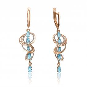 Золотые серьги Platina 02-4210-00-201-1110-57 с топазом 02-4210-00-201-1110-57 фото