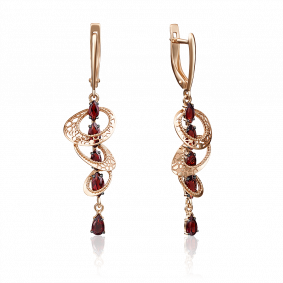 Золотые серьги Platina 02-4210-00-204-1110-57 с гранатом 02-4210-00-204-1110-57 фото