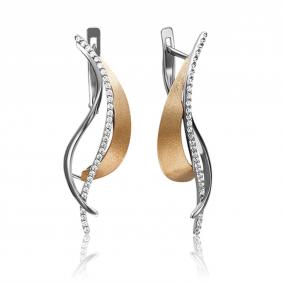 Серьги из комбинированного золота Platina 02-4216-00-101-1111-30 с бриллиантом 02-4216-00-101-1111-30 фото