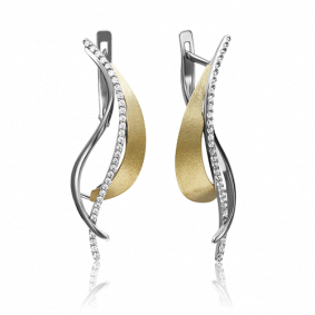 Серьги из комбинированного золота Platina 02-4216-00-101-1121-30 с бриллиантом 02-4216-00-101-1121-30 фото