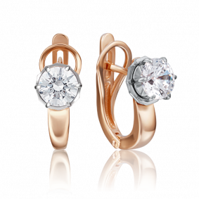 Серьги из комбинированного золота Platina 02-4217-00-501-1111-38 с фианитом 02-4217-00-501-1111-38 фото