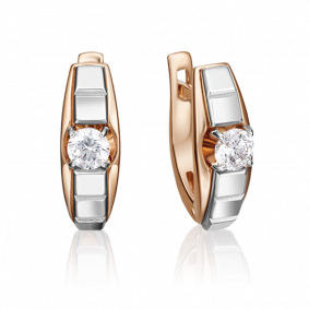 Серьги из комбинированного золота Platina 02-4218-00-101-1111-30 с бриллиантом 02-4218-00-101-1111-30 фото
