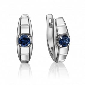 Серьги из белого золота Platina 02-4218-00-102-1120-30 с сапфиром 02-4218-00-102-1120-30 фото