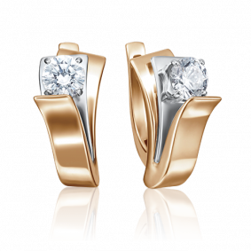 Серьги из комбинированного золота Platina 02-4221-00-101-1111-30 с бриллиантом 02-4221-00-101-1111-30 фото