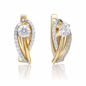 Серьги из комбинированного золота Platina 02-4224-00-501-1121-67 с фианитом 02-4224-00-501-1121-67 фото