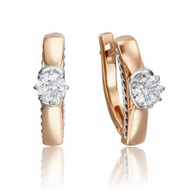 Серьги из комбинированного золота Platina 02-4227-00-101-1111-30 с бриллиантом 02-4227-00-101-1111-30 фото