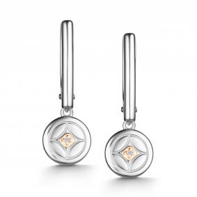 Серебряные серьги АЛЬКОР с золотой накладкой и бриллиантом 02-4227/000Б-00 02-4227/000Б-00 фото