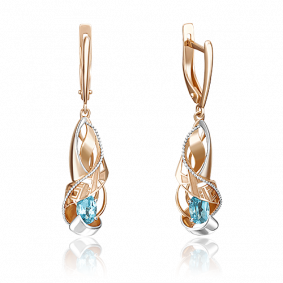 Золотые серьги Platina 02-4236-00-201-1110-46 с топазом 02-4236-00-201-1110-46 фото