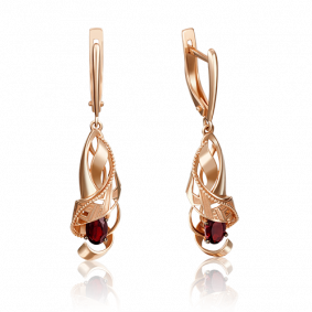 Золотые серьги Platina 02-4236-00-204-1110-46 с гранатом 02-4236-00-204-1110-46 фото