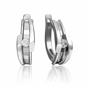 Серьги из белого золота Platina 02-4239-00-101-1120-30 с бриллиантом 02-4239-00-101-1120-30 фото