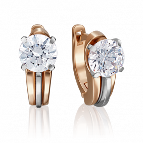 Серьги из комбинированного золота Platina 02-4240-00-501-1111-38 с фианитом 02-4240-00-501-1111-38 фото