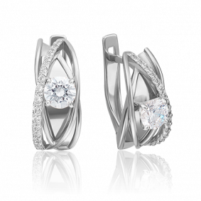 Серьги из белого золота Platina 02-4243-00-501-1120-67 с фианитом 02-4243-00-501-1120-67 фото