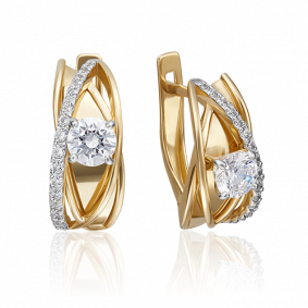 Серьги из комбинированного золота Platina 02-4243-00-501-1121-67 с фианитом 02-4243-00-501-1121-67 фото