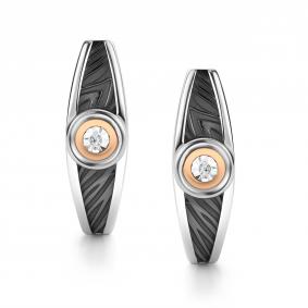 Серебряные серьги АЛЬКОР с золотой накладкой и бриллиантом 02-4243/000Б-17 02-4243/000Б-17 фото