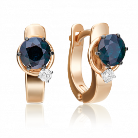 Серьги из комбинированного золота Platina 02-4244-00-105-1111-30 с бриллиантом и сапфиром 02-4244-00-105-1111-30 фото