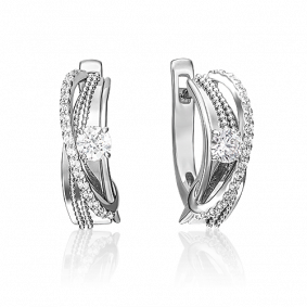 Серьги из белого золота Platina 02-4265-00-101-1120-30 с бриллиантом 02-4265-00-101-1120-30 фото