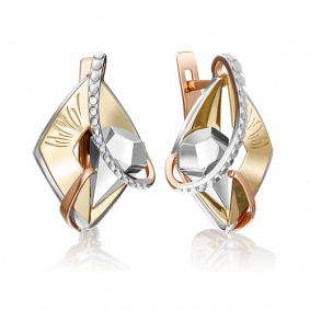 Серьги из комбинированного золота Platina 02-4276-00-000-1140-48 02-4276-00-000-1140-48 фото