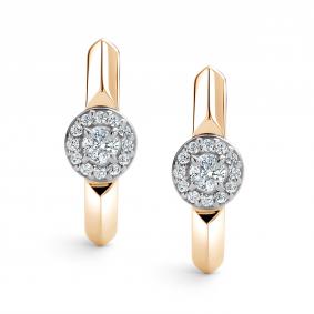 Серьги из золочёного серебра АЛЬКОР 02-4282/00КЦ-60 с фианитом 02-4282/00КЦ-60 фото