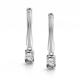 Серебряные серьги АЛЬКОР 02-4285/000Б-00 с бриллиантом 02-4285/000Б-00 фото