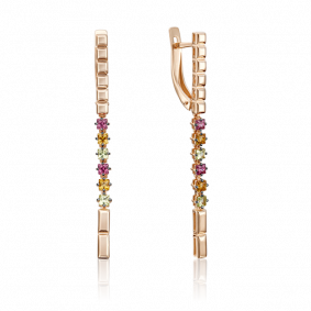 Золотые серьги Platina 02-4287-00-219-1110-57 с хризолитом, цитрином и гранатом 02-4287-00-219-1110-57 фото