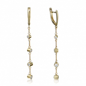 Серьги из лимонного золота Platina 02-4288-00-501-1130-38 с фианитом 02-4288-00-501-1130-38 фото
