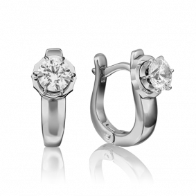 Серьги из белого золота Platina 02-4290-00-501-1120-38 с фианитом 02-4290-00-501-1120-38 фото
