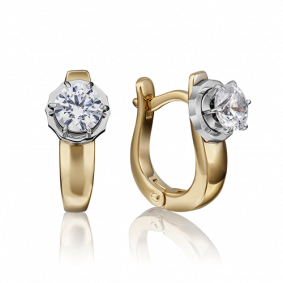 Серьги из комбинированного золота Platina 02-4290-00-501-1121-38 с фианитом 02-4290-00-501-1121-38 фото