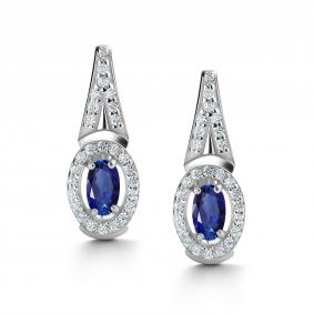Серебряные серьги АЛЬКОР 02-4293/0ГТС-00 с фианитом и гидротермальным сапфиром 02-4293/0ГТС-00 фото