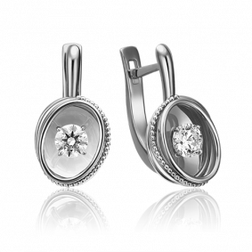Серьги из белого золота Platina 02-4299-00-101-1120-30 с бриллиантом 02-4299-00-101-1120-30 фото