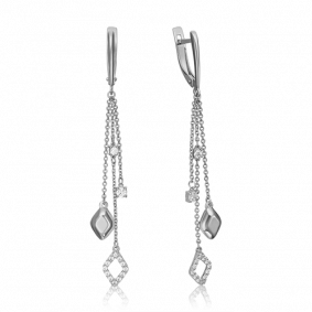 Серьги из белого золота Platina 02-4311-00-501-1120-38 с фианитом 02-4311-00-501-1120-38 фото