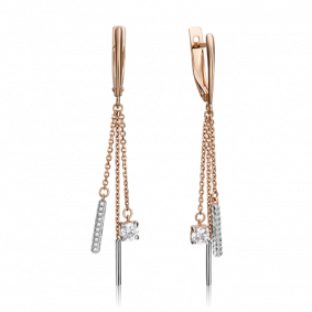 Серьги из комбинированного золота Platina 02-4312-00-501-1111-38 с фианитом 02-4312-00-501-1111-38 фото